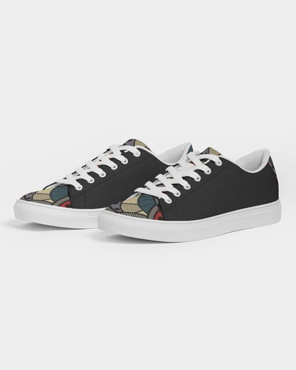 Black classic Kente Women's Faux-Leather Sneaker