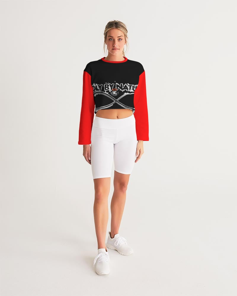 Poly By Nature Women's All-Over Print Cropped Sweatshirt