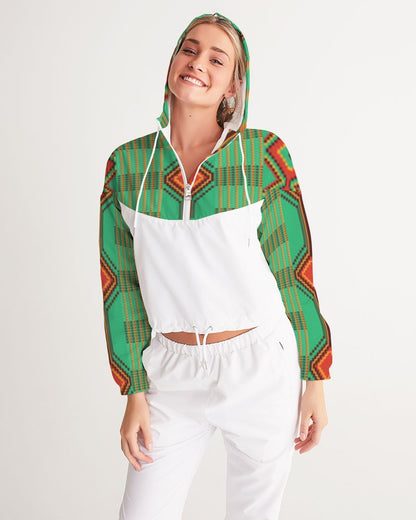 Kente variant 1 Women's Cropped Windbreaker