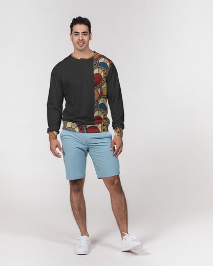 Black classic Kente Men's Classic French Terry Crewneck Pullover