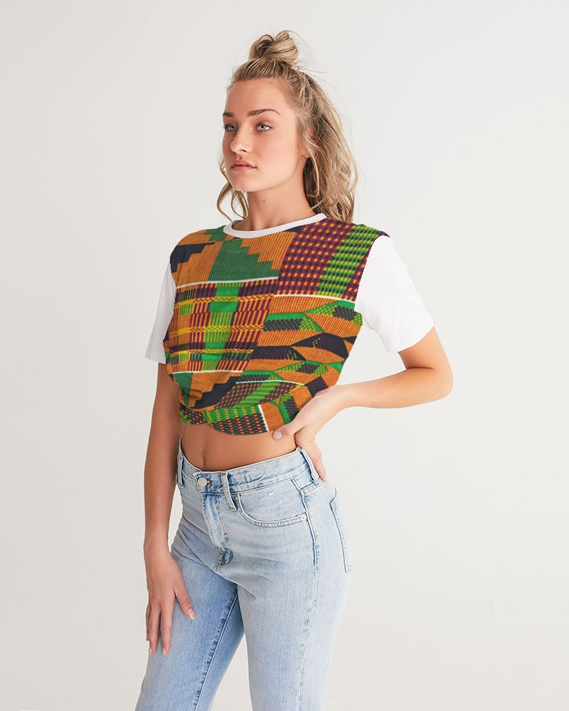 Kente Women's Twist-Front Cropped Tee
