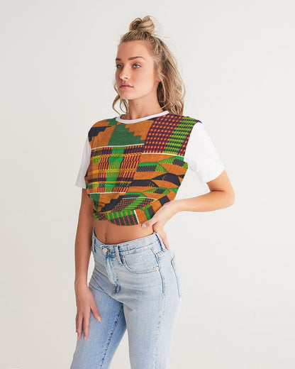 Kente Women's Twist-Front Cropped Tee