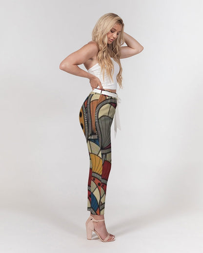Classic Kente Women's Belted Tapered Pants