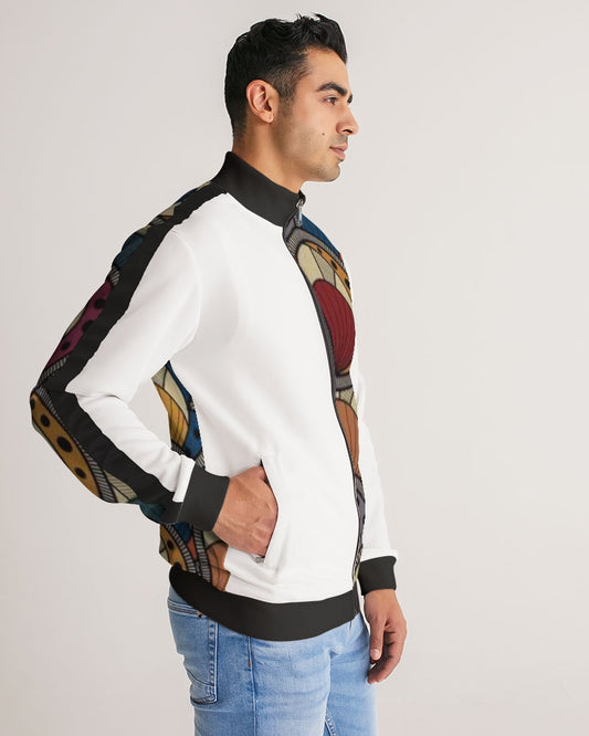Classic Kente Men's Stripe-Sleeve Track Jacket