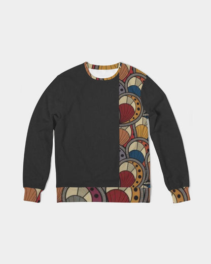 Black classic Kente Men's Classic French Terry Crewneck Pullover