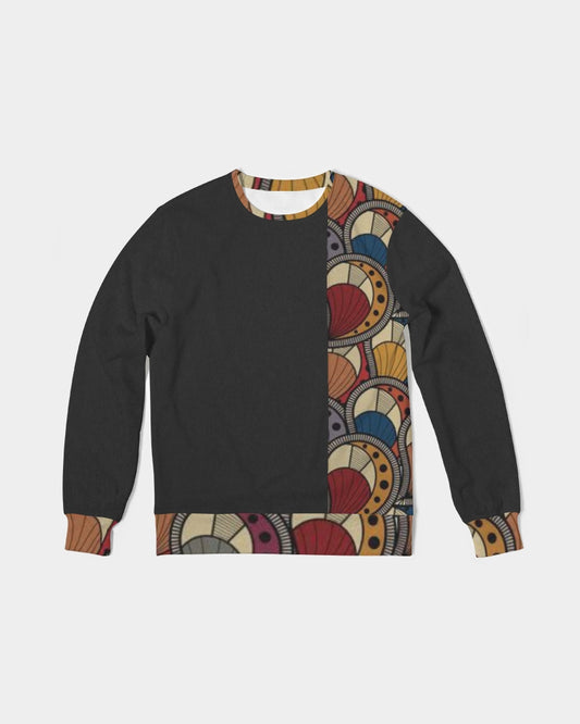 Black classic Kente Men's Classic French Terry Crewneck Pullover