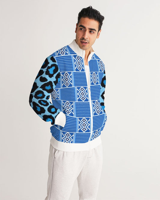 Blue leopard kente Men's Track Jacket