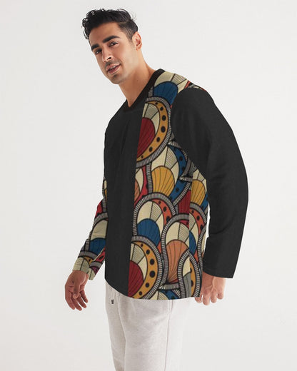 Black classic Kente Men's Long Sleeve Sports Jersey