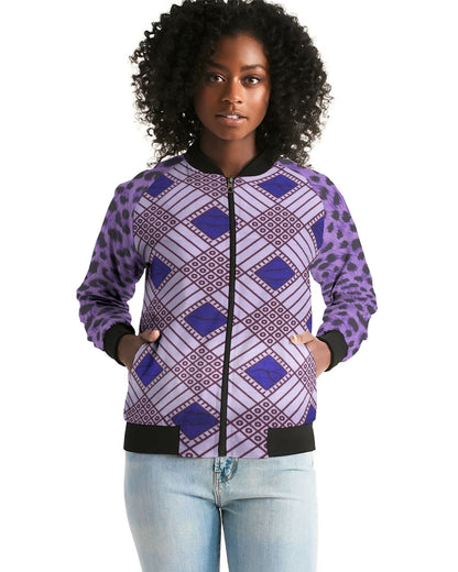 Purple Leopard Women's Bomber Jacket