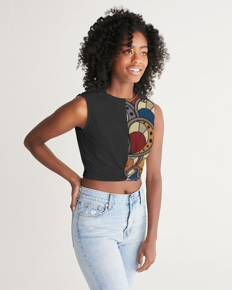 Black classic Kente Women's Twist-Front Tank
