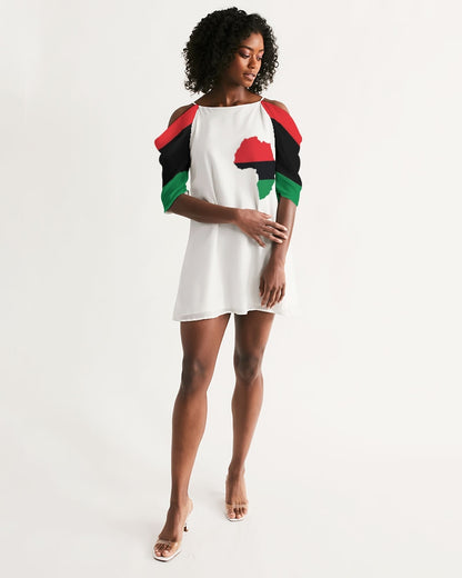 Pan African continental symbol Women's Open Shoulder A-Line Dress
