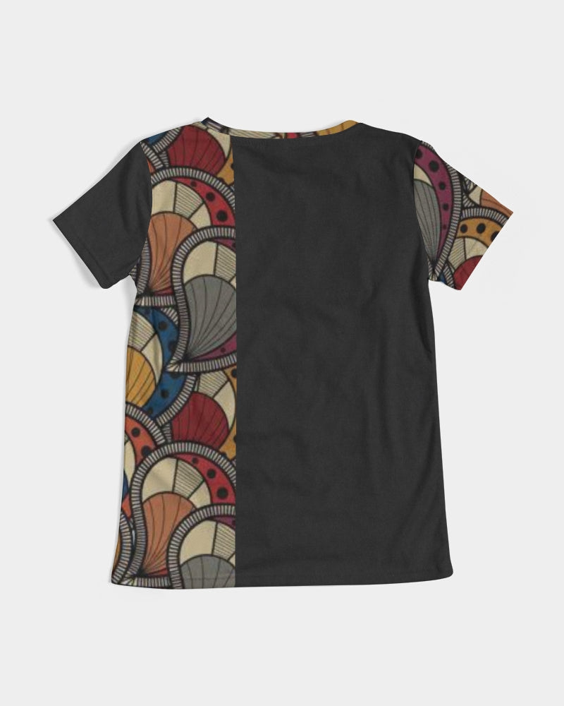 Black classic Kente Women's V-Neck Tee