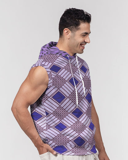 Purple Leopard Men's Premium Heavyweight Sleeveless Hoodie