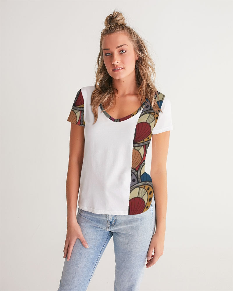 Classic Kente Women's V-Neck Tee