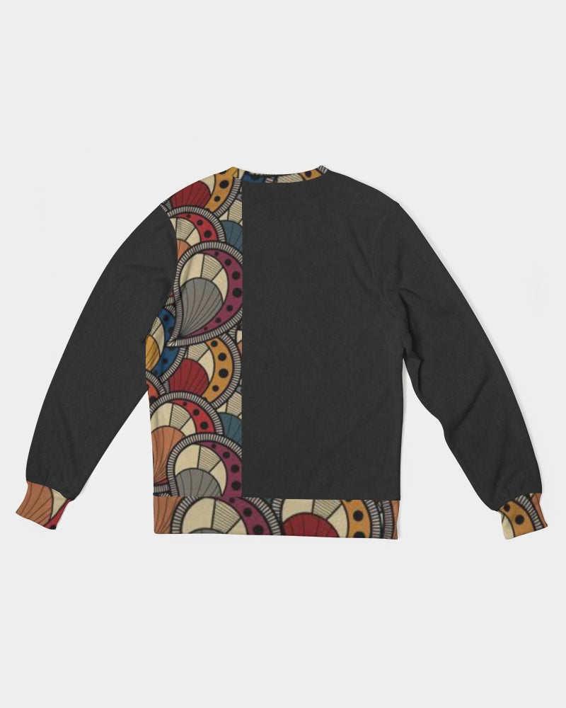 Black classic Kente Men's Classic French Terry Crewneck Pullover