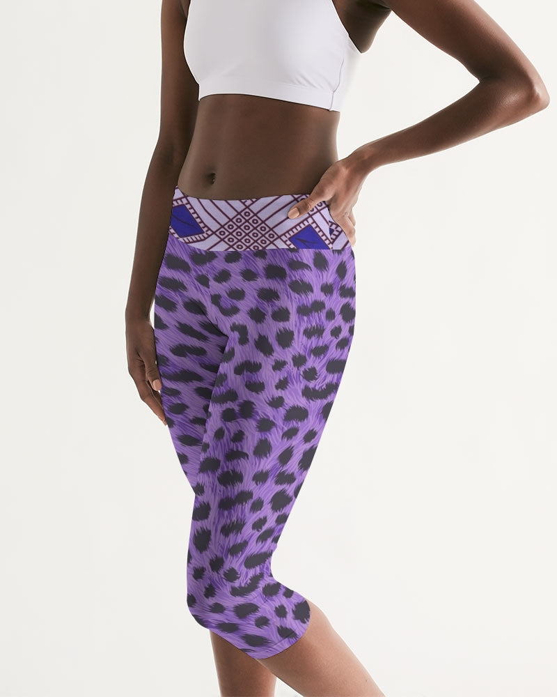 Purple Leopard Women's Mid-Rise Capri
