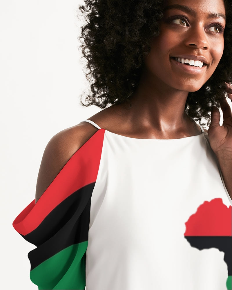 Pan African continental symbol Women's Open Shoulder A-Line Dress