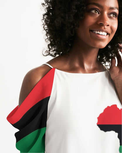 Pan African continental symbol Women's Open Shoulder A-Line Dress