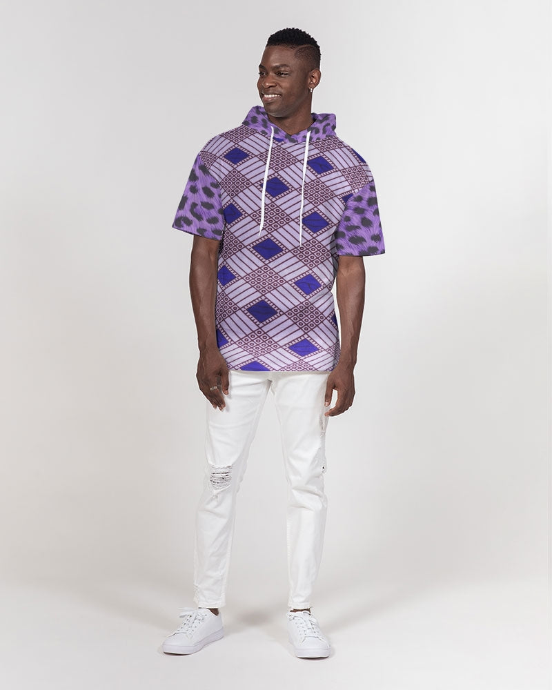 Purple Leopard Men's Premium Heavyweight Short Sleeve Hoodie