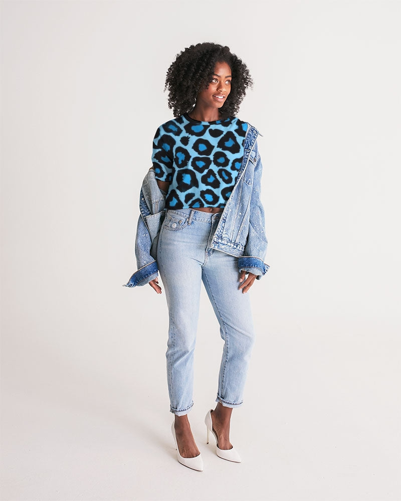 Blue leopard kente Women's Lounge Cropped Tee