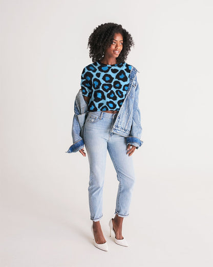 Blue leopard kente Women's Lounge Cropped Tee