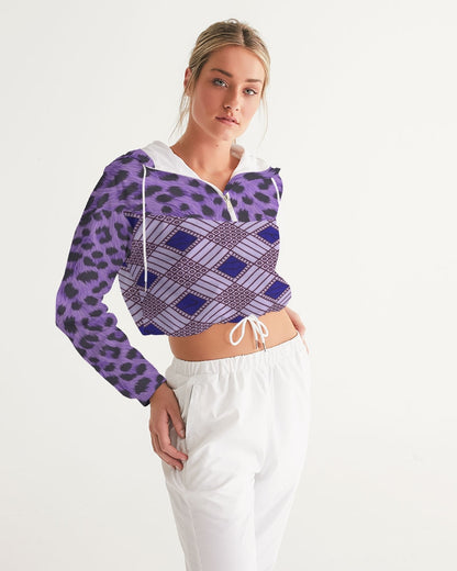 Purple Leopard Women's Cropped Windbreaker