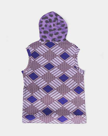 Purple Leopard Men's Premium Heavyweight Sleeveless Hoodie
