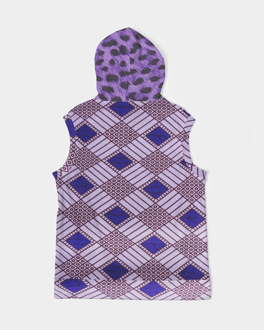 Purple Leopard Men's Premium Heavyweight Sleeveless Hoodie