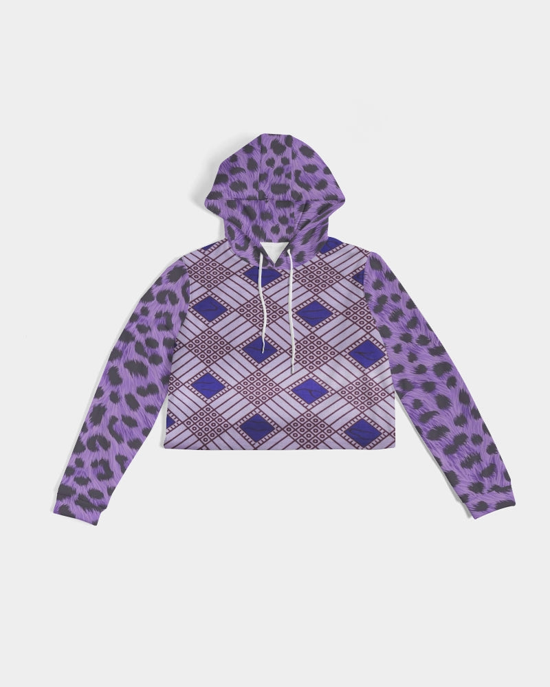 Purple Leopard Women's Cropped Hoodie