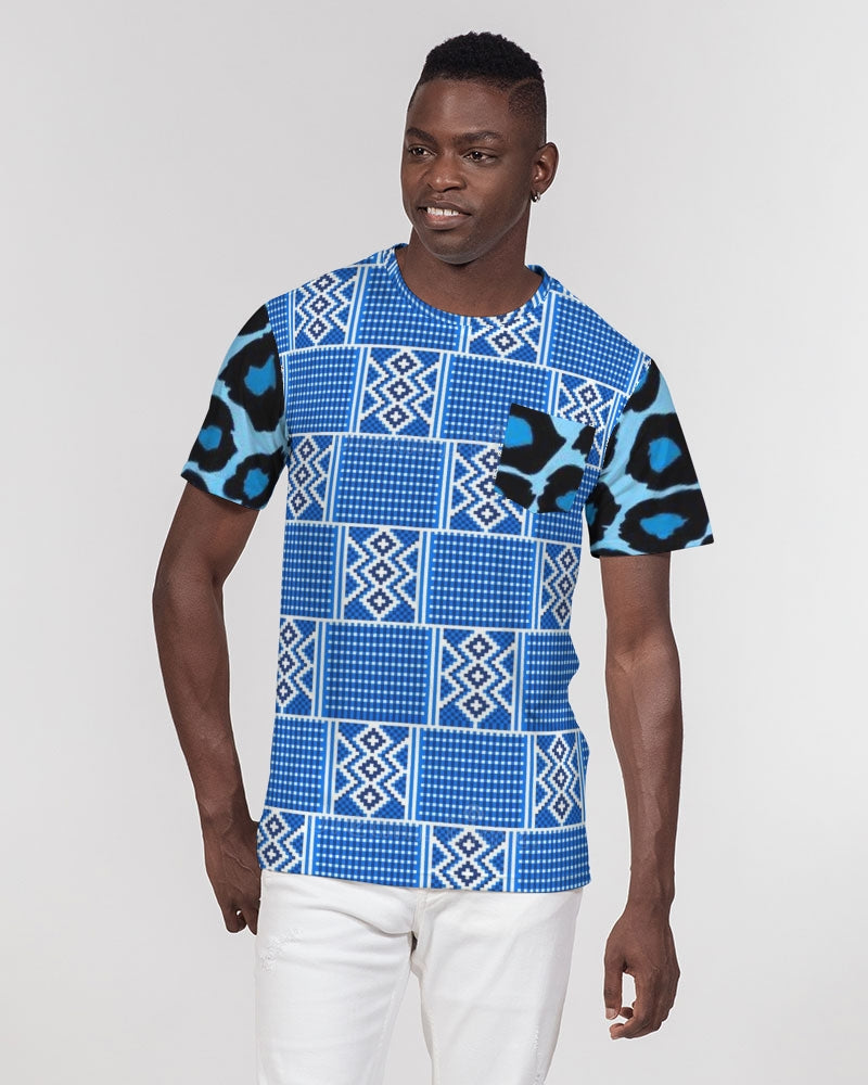 Blue leopard kente Men's Everyday Pocket Tee