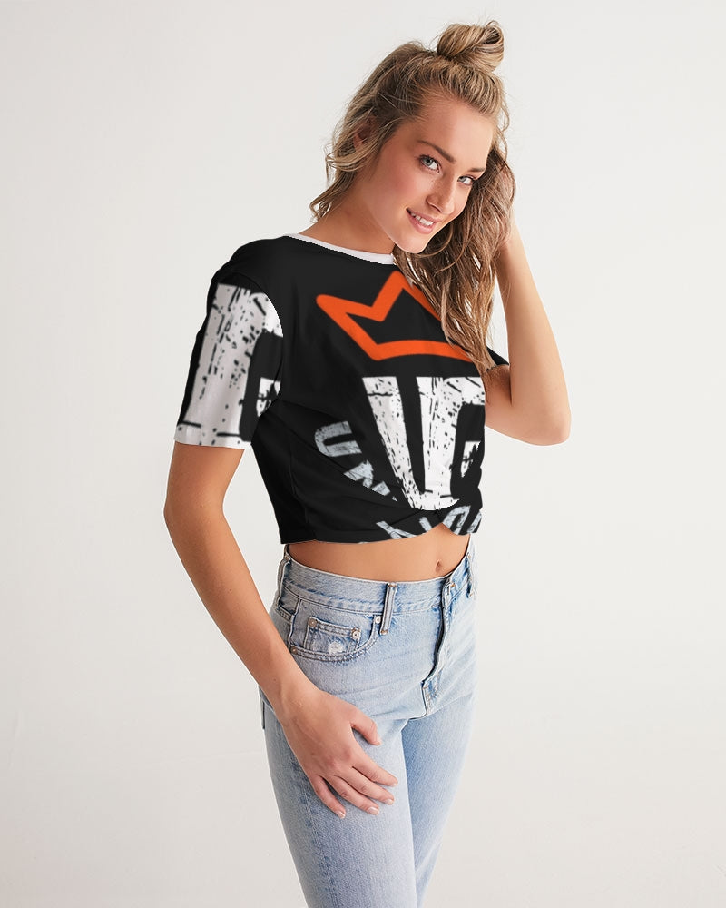 red UNITYGOD Logo Women's Twist-Front Cropped Tee