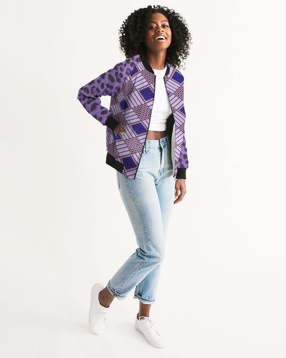 Purple Leopard Women's Bomber Jacket