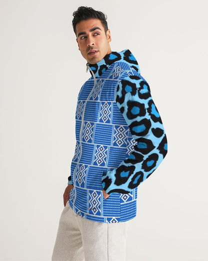 Blue leopard kente Men's Windbreaker