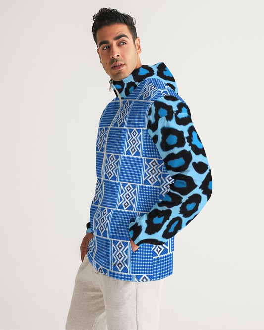 Blue leopard kente Men's Windbreaker