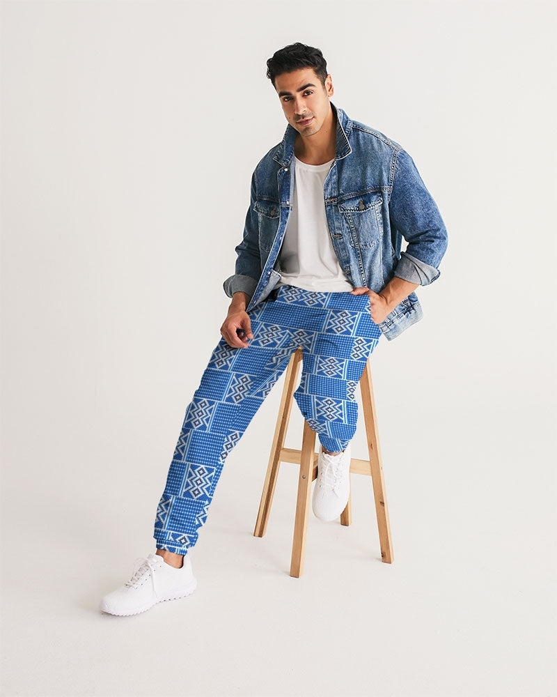Blue leopard kente Men's Track Pants