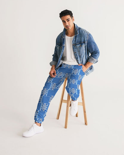 Blue leopard kente Men's Track Pants