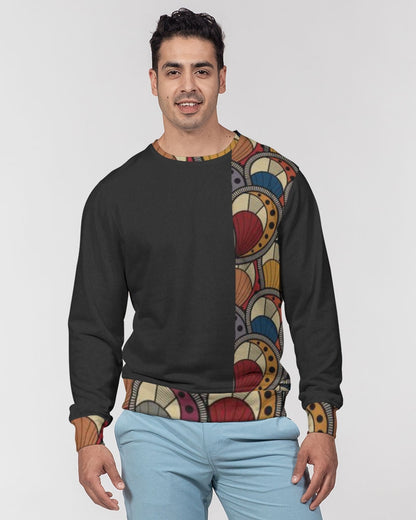 Black classic Kente Men's Classic French Terry Crewneck Pullover