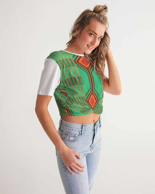 Kente variant 1 Women's Twist-Front Cropped Tee