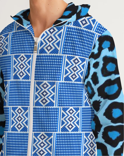 Blue leopard kente Men's Windbreaker