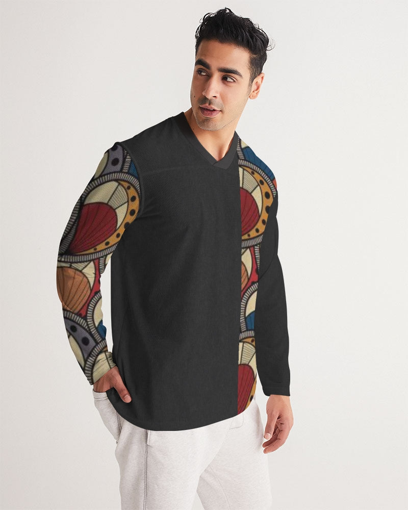 Black classic Kente Men's Long Sleeve Sports Jersey