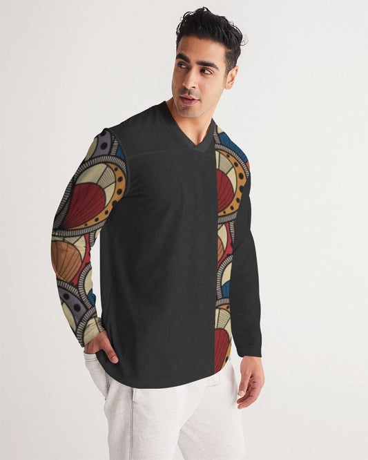 Black classic Kente Men's Long Sleeve Sports Jersey