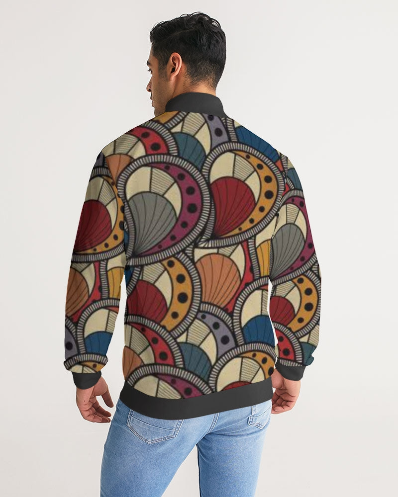Classic Kente Men's Stripe-Sleeve Track Jacket