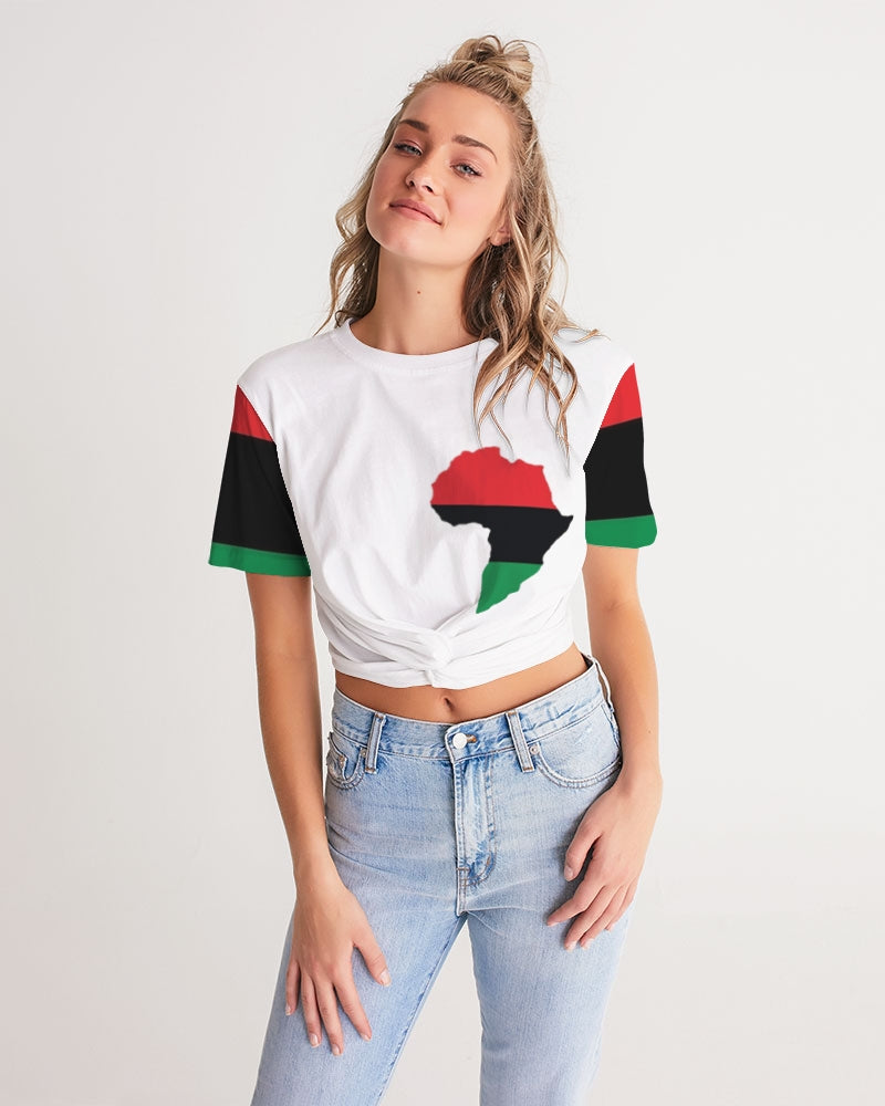 Pan African continental symbol Women's Twist-Front Cropped Tee