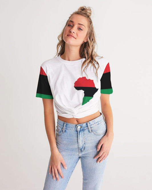 Pan African continental symbol Women's Twist-Front Cropped Tee