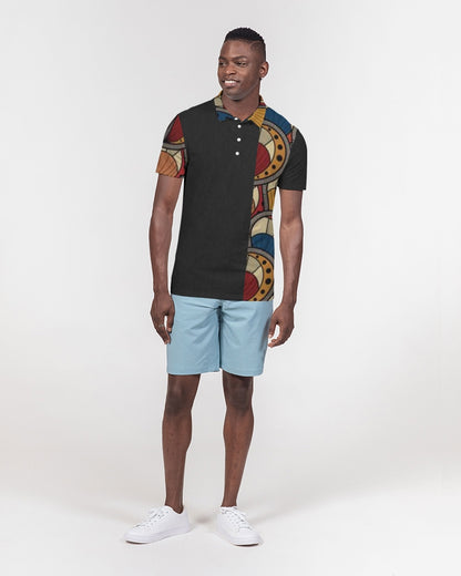 Black classic Kente Men's Slim Fit Short Sleeve Polo