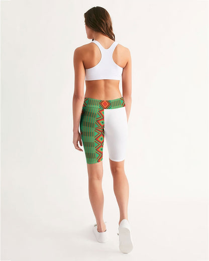 Kente variant 1 Women's Mid-Rise Bike Shorts