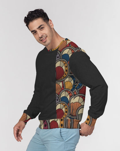 Black classic Kente Men's Classic French Terry Crewneck Pullover