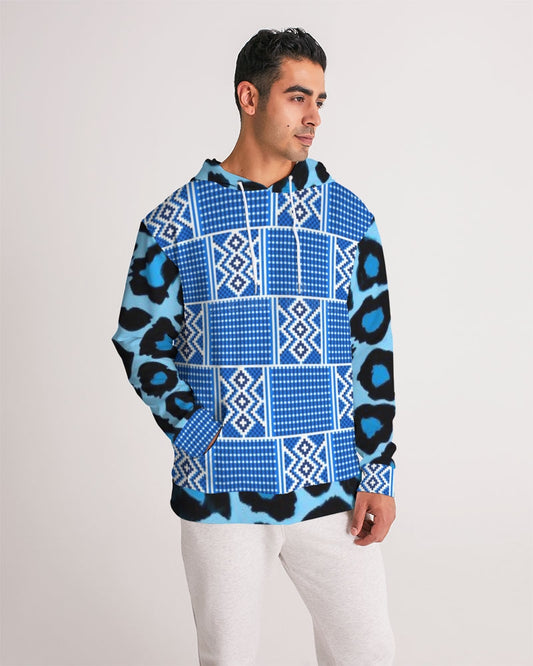 Blue leopard kente Men's Hoodie