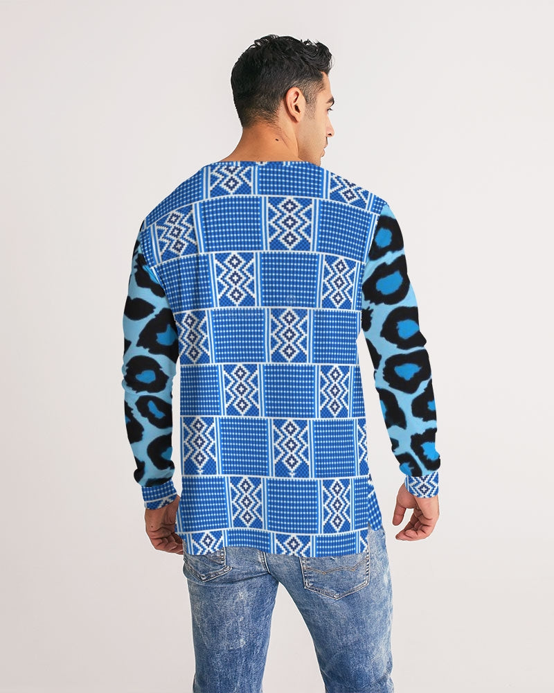 Blue leopard kente Men's Long Sleeve Tee