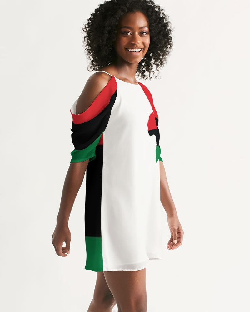 Pan African continental symbol Women's Open Shoulder A-Line Dress
